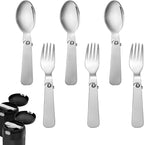 3pcs Folding Spoon & 3pcs Folding Forks for Thermos Funtainer 10oz Food Jar, Stainless Steel Foldable Spork Portable Replacement Fold Utensils Silverware for Travel Camping Picnic Outdoor Activities