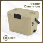 COSTWAY Insulated Portable Cooler, Hard Shell Ice Chest w/ 2 Cup Holders, Bottle Opener, Drain Plug, 3-Day Ice Retention, Outdoor Leak-Proof Dry Box for Beach, Camping, Fishing, Picnic