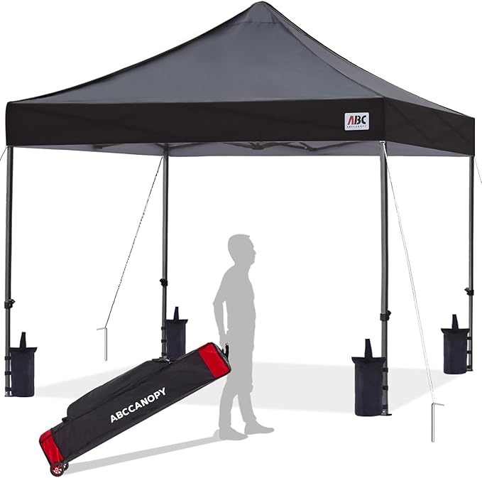ABCCANOPY Patio Pop Up Canopy Tent 10x10 Commercial-Series (Dark Black)