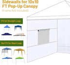 3 Pcs 10x10 Canopy Sidewalls with Roll-up Windows for 10x10 Pop Up Canopy Straight Leg Outdoor Instant Canopy Walls Waterproof & UV Protected for Outdoor Event Tents, 3 Sidewalls Only, White
