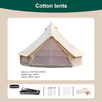 Outdoor Camping Tent, 5-6 Person Tent, Outdoor Waterproof Cotton Canvas, Family Camping Bell Tent, Easy Set Up for Camp Backpacking Hiking Outdoor Interesting