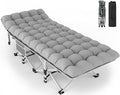 ZENPETIO Camping Cot for Adults - Heavy-Duty Cot Bed with Mattress, Portable Sleeping Cots for Outdoor Indoor, 1200D Oxford Folding Cots for Home Travel, Max Load 500LBS, Fits People up to 6'3", Gray