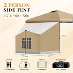 KAMPKEEPER 2 Person Canopy Side Tent, Camping Tent for 10x10 Canopies, Easy Up Cube Tents Gazebo Room with Mesh Window for Camping, Storage, Events(Canopy Not Included)