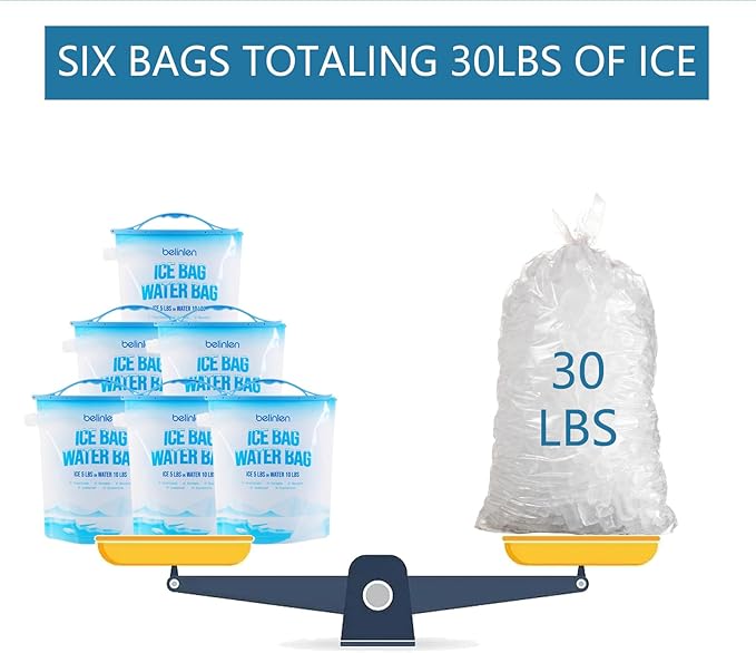 6 Pack Reusable Ice Bags for Cooler 5lb Cooler Ice Cube Bag with Sealed Sliding Handle, Long Lasting Cold Dry Freezer Packs Leakproof Ice Bag for Camping, Hiking, Fishing and Drinks(11 x 14)
