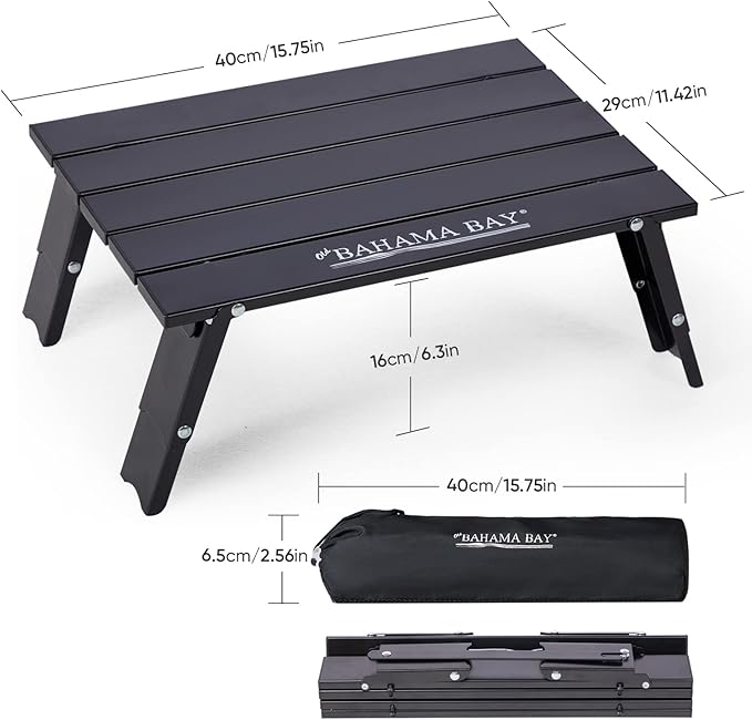Old Bahama Bay Ultralight Aluminum Mini Table, 66lbs/30kg Weight Capacity, Foldable Small Beach Table with Retractable Legs,Suitable for Picnic Camping Outdoor Hiking