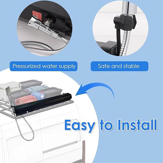 Portable Camping Shower, Roof-Mounted Solar Heating Pressurized Water Tank, Camping Shower Water Storage for Hiking, Car Wash, Beach Vacation