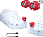 RAHAN Rechargeable Clip on Clog Headlights for Shoe 2pcs,Flashlights Attachment for Shoe, LED Clog Light with 3 Light Modes for Dog Walking, Camping, Running, Suitable for Adults, Red