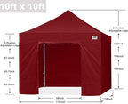 ABCCANOPY Easy Pop Up Canopy Tent with Sidewalls 10x10 Commercial -Series, Burgundy