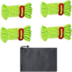 4 Pieces Tent Cords Reflective Guy Lines Heavy Duty Outdoor Climbing Ropes Lightweight Drawstring Bag Supplies for Hiking Travel Camping Backpacking S, Green