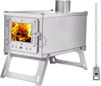Portable Wood-Burning Stove for Camping with Backpack and 8.6 ft Chimney Pipe; Lightweight and Foldable for Tent, Hunting, Ice Fishing, Travel; Ideal Gift for Campers, Outdoor Accessories