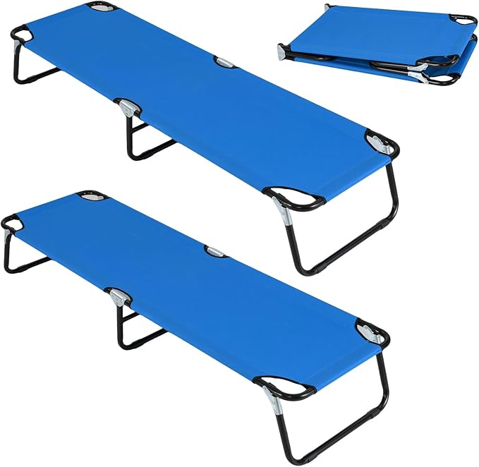 Giantex 2-Pack Folding Camping Cot for Adults, Portable Sleeping Cot Bed with 600D Oxford Fabric, Heavy Duty Frame, 350Lbs Capacity, 1-Step Use, Outdoor Lounge Chair for Sleepover Hiking, Home Office