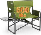Timber Ridge XXL Extra Wide Foldable Directors Chair with Side Table, 500 lbs Heavy Duty Camping Chairs for Adults, Oversized Folding Lawn Chair for Lawn Beach Sports Outdoor, Blue