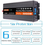 3000W 4000W 5000W 6000W (Peak)Pure Sine Wave Power Inverter, Intelligent Solar Power Inverter 12V/24V/48V/60V DC to 220V~240V AC Converter with LCD Display, AC Outlets ,for RV Truck Camping,4000W-24V