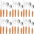 Cutlery set Japanese Flatware Sets Cutlery Sets Stainless Steel Wood Handle Knife Fork Spoon Mixed Cutlery Sets Western Tableware Dinnerware Cutlery Set Camping Travel Picnic Flatware Supplies