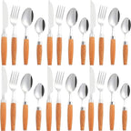 Cutlery set Japanese Flatware Sets Cutlery Sets Stainless Steel Wood Handle Knife Fork Spoon Mixed Cutlery Sets Western Tableware Dinnerware Cutlery Set Camping Travel Picnic Flatware Supplies