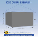 CROWN SHADES 10x10 Canopy Sidewalls (4pck) - Canopy Walls 10x10, Sidewalls for Canopy - Canopy Cover, Canopy Accessories, Grey