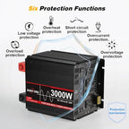 3000 Watt Pure Sine Wave Power Inverter, 12V DC to 110V/120V AC Converter 6000W Peak, with Remote Control LCD, 4 AC Outlets & USB Port & Hardwire Terminal, for Truck RV Boat Camping Solar System EPS