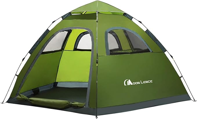 MOON LENCE Pop Up Camping Tent, 3-4 Person Portable Automatic Instant Tent Windproof for Camping, Hiking, Mountaineering
