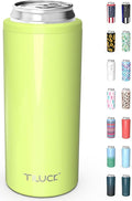 TILUCK Skinny Can Cooler for Slim Beer & Hard Seltzer, Stainless Steel, Doucle-Walled Stainless Steel Insulated Slim Cans, Standard 12 oz (Lime)