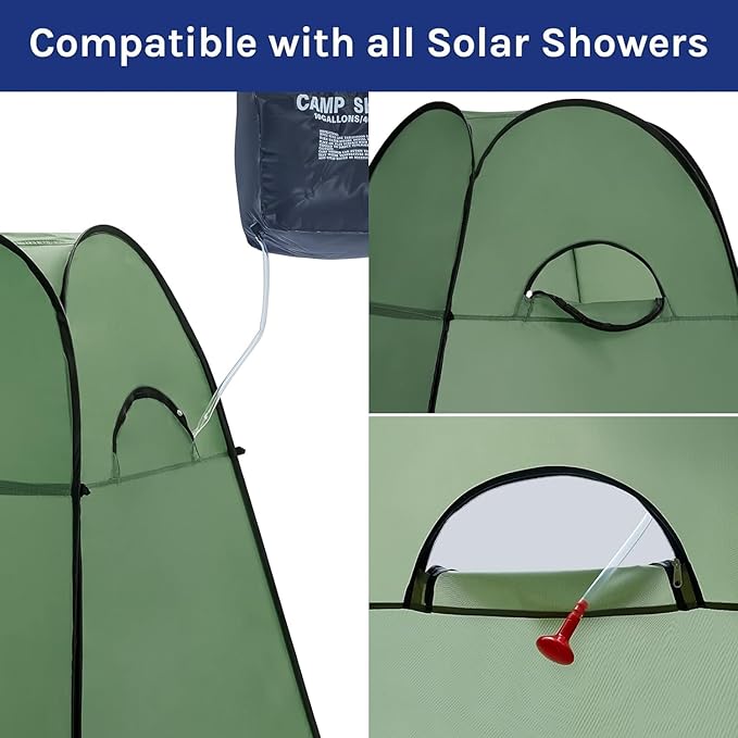 Wolfwise Pop Up Shower Tent, Portable Instant Changing Tent with Ventilation Window & Carry Bag, Privacy Bathroom Toilet for Beach, Camping & Outdoor, Width 47 ", Height 75 ", Green