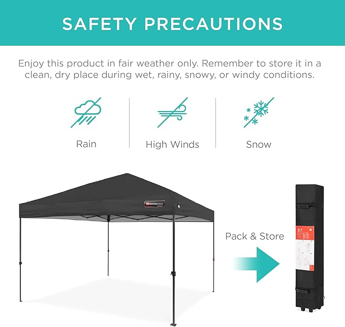 Best Choice Products 10x10ft Pop Up Canopy Tent, Outdoor Shade, 1 Person 1 Minute Set Up, Carry Case, 4 Weight Bags - Gray