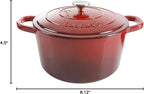 Crock-Pot Artisan 3-Quart Round Enameled Cast Iron Dutch Oven – Gradient Red, Durable Heavy-Duty Cookware for Slow Cooking, Roasting, Baking with Lid