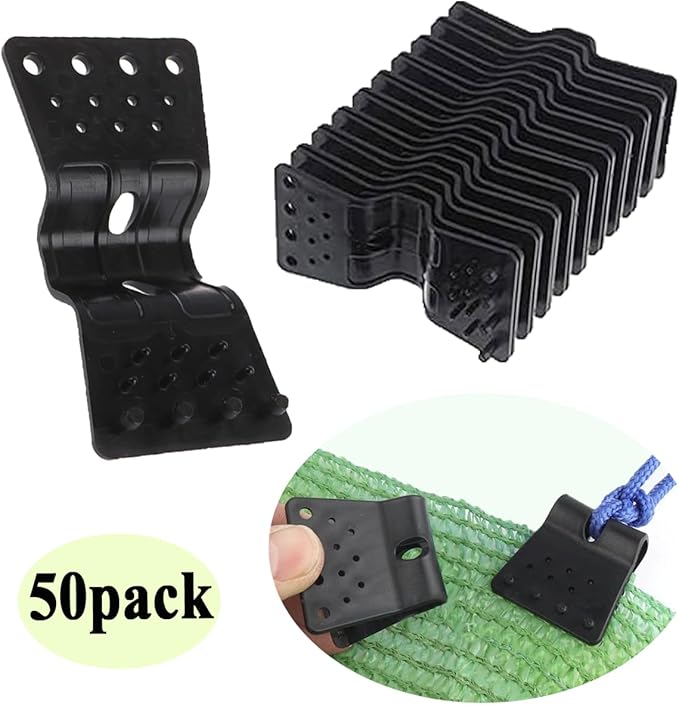 50pcs Shade Cloth Clips, Plastic Sun-shade Cloth Heavy Duty Lock Grip, Tarp Butterfly Fabric Clips Round Windproof Awning Greenhouse Clamp Grip for Outdoor Garden Anti Bird Netting Tents