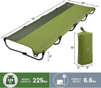 TIMBER RIDGE 20-Second Quick Set-Up Camping Cot, Lightweight Aluminum Folding Cot Low Profile with Zipper Closure, Portable Carry Bag for Camping, Travel and Outdoors, Support up to 225lbs, Green