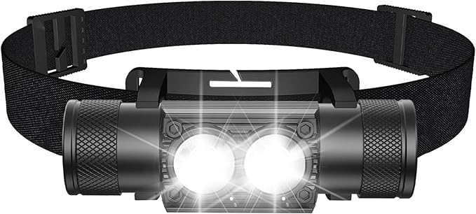 Headlamp Rechargeable 2600mAh Hard Hat Light,1000LM Forehead LED Flashlight Lightweight, Heavy-Duty, IPX4 Waterproof for Camping, Running, Work, Hiking, Fishing