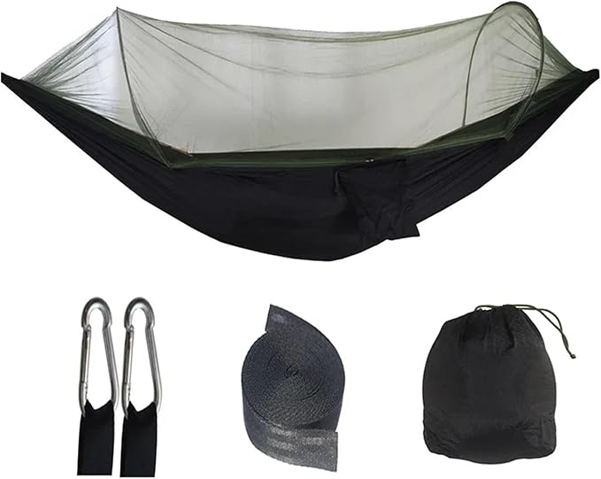 Camping Hammock With Mosquito Net Sleeping Tent Hammock Suitable Camping Hammock Outdoor Furniture，Compatible For Garden(Black)