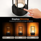 Portable Metal Table Lamp for Indoor/Outdoor ,Rechargeable Cordless LED Lamp, 3-Colour Infinitely Dimming Battery Powered Small Desk Lamp, Restaurant/Bedroom/Bar/Coffee Shop/Camping Light (Black)