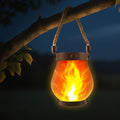 Solar Lanterns Outdoor Lights,Upgraded Flickering Flame Solar Lanterns Lights with 2 Modes Dual Charging USB & Solar, Outdoor Waterproof Hanging Lantern for Party Holiday Yard Patio Path Garden Decor
