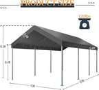 Shintenchi 10x20ft Heavy Duty Carport with UV&Wind Resistant Canopy,Portable Carport Garage Shelter with Stable Powder-Coated Steel Frame,Outdoor Carports for Car,Bike,Camp,Storage(Grey)