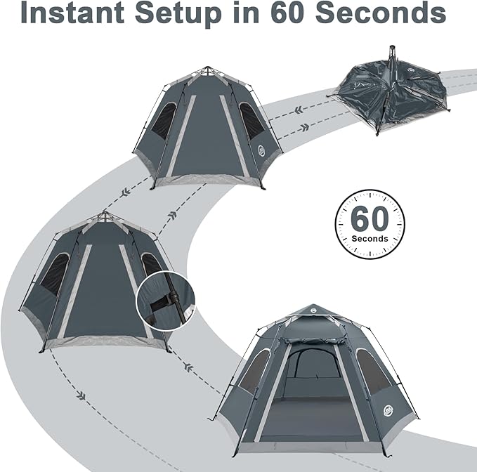 ADSMART Instant Tents for Camping 2/3/4/5 Person Tent Waterproof Easy Setup Sets Up Backpacking Tents with Carry Bag for Outdoor Hiking