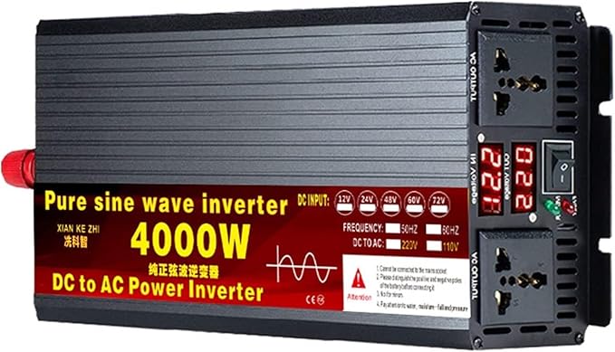 Car Power Inverter 3500W 4000W 5500W Pure Sine Wave Inverter 12V 24V 48V 60V 72V to 110V/230V 240V Solar Inverter Voltage Converter Transformer with LCD Digital Display Outlet,for Car,Truck,Camping(40