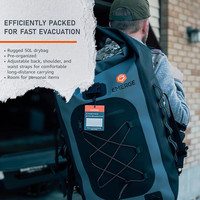 Evacuation Bag Kit – All‑in‑One Emergency Go‑Bag with Food, Water, First Aid, Tools & Survival Gear, Rugged Waterproof Backpack for Disaster Preparedness, Bug Out, Shelter‑in‑Place