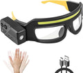 LED Rechargeable Headlight Glasses – Motion Sensor & Touch Control 5 Modes, USB-C Light Up Eyewear 350-500lm IPX4 Waterproof for Running Camping Fishing Cycling Hiking (Yellow)