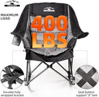 Oversized Rocking Camping Chairs Set of 2, Fully Padded Camp Chairs for Adults with Side Pocket and Cup Holder, Heavy-Duty 400lbs Capacity, Black & Gray