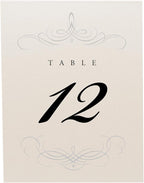 Decadent Flourish Wedding Table Numbers (Select Color/Quantity), Champagne, Silver, 1-70, Double Sided, Tent or Use in a Stand, Great for Parties & Restaurants - Made in the USA