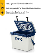 RTIC Ultra-Light 22 Quart Hard Cooler Insulated Portable Ice Chest Box for Drink, Beverage, Beach, Camping, Picnic, Fishing, Boat, Barbecue, 30% Lighter Than Rotomolded Coolers