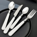 White Silverware Set for 10 Durable Stainless Steel Flatware Set 40 Piece Cutlery Tableware Utensils White Handle (ABS) Set Include Teaspoons Knives Forks and Spoons for Home Kitchen Christmas