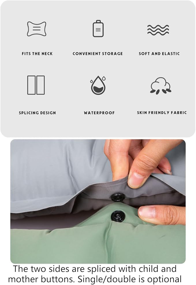 Camping Sleeping Pad Inflatable Mattress, Compact-Portable Lightweight Mat with Built-in Foot Mattress Twin Size Double with Pillow Built-in