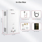 CAMPLUX 2.64 GPM Propane Portable Gas Water Heater, 68,000 BTU Outdoor Tankless Camping Water Heater with Digital Display, White