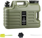 5 Gallon Water Jug,18.5L Portable Water Container with Spigot, Cleaning Brush, Detachable Hose & Extra Lid, Dual Handles Design, BPA-Free Camping Hydration Canteen, Outdoor Tank Storage PE - Green