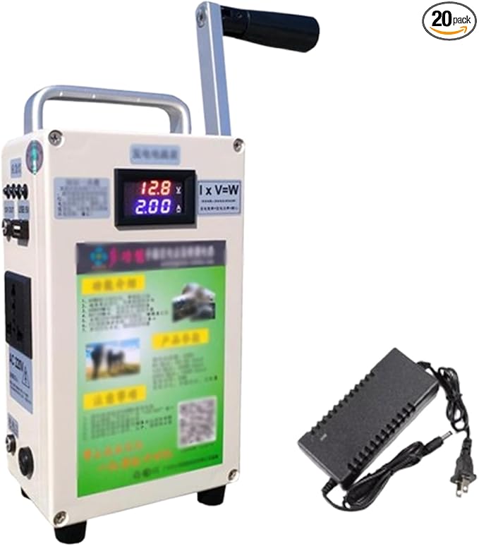 150W Hand Crank Generator, Portable Power Station with USB Ports & Folding Handle, for Emergency Phone Charging, Outdoor Camping & Home Use