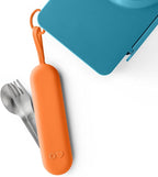 Omie OmieBox Travel Utensil Set | Fork and Spoon with Case for Easy Travel | Stainless Steel Fork and Spoon (Orange)