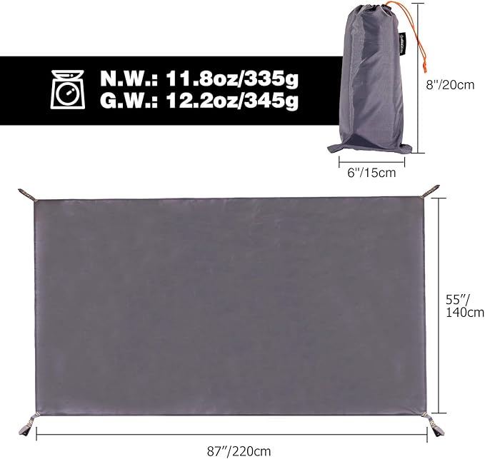 REDCAMP Waterproof Camping Tarp, Grey/Green 4 in 1 Multifunctional Tent Footprint for Camping, Hiking, Backpacking