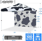 EAGLE PEAK Commercial Canopy 10x10 Pop Up Canopy Tent with 1 Sidewall, Easy Setup Heavy Duty Instant Event Shelter for Vendors & Markets, Outdoor Sun Shade, Cow Print