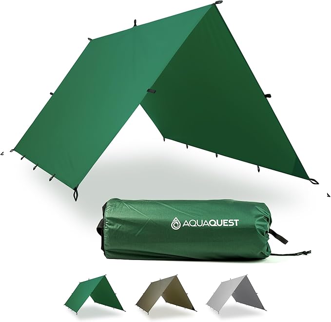 AquaQuest Guide Tarp – Ultralight Waterproof (5,000 mm) Seam-Taped 40D Ripstop Rain Fly for Backpacking, Stealth Camping & Thru-Hiking