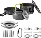 Compatible for Camping Cooking Set Cookware Travel Tableware Outdoor Picnic Teapot for 2-3 Peaple Non-Stick Pots Assorted Sets